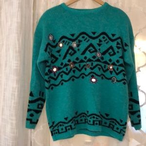 Vintage 80’s Kittyhawk Mohair and Mirror Sweater with Shoulder Pads.